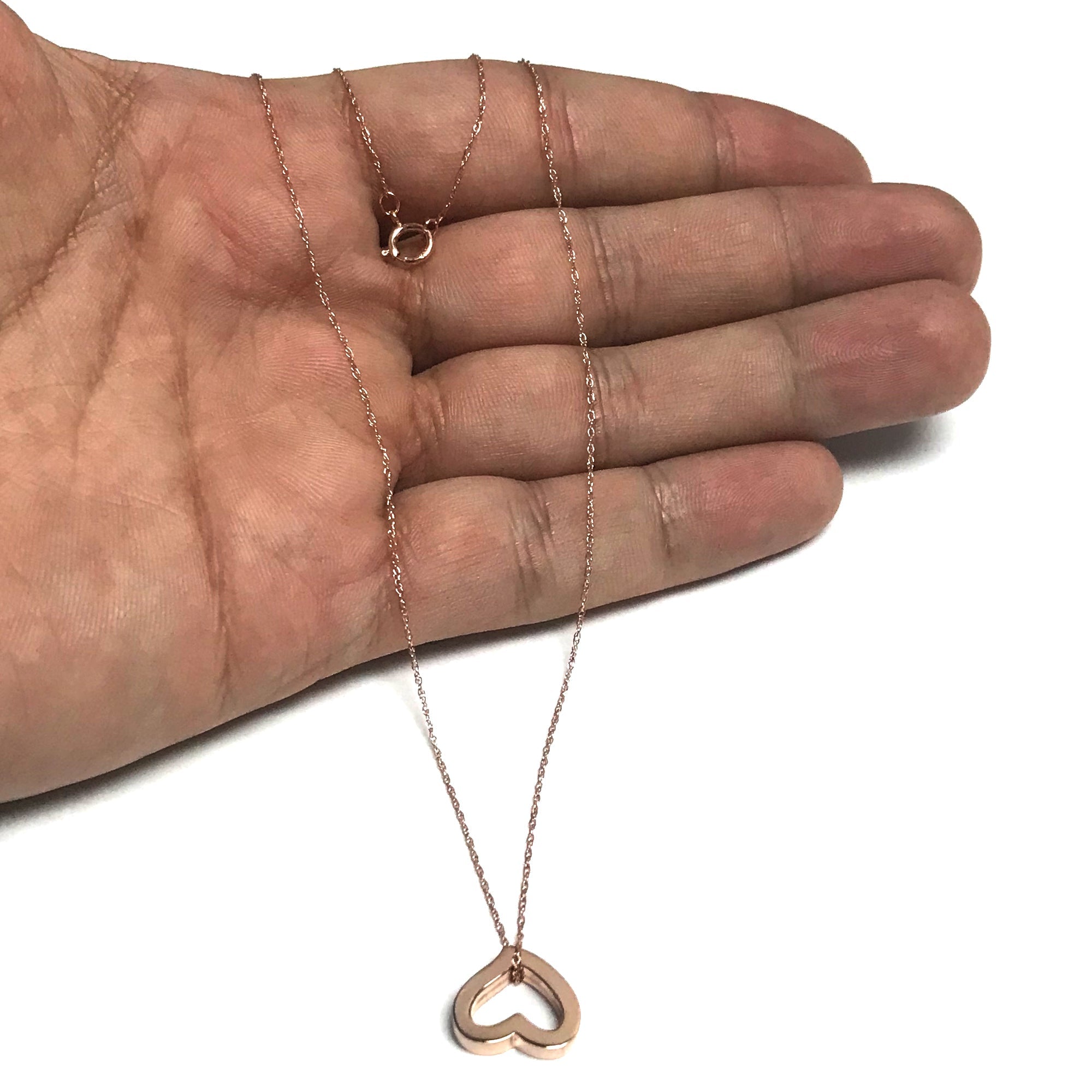 14k Gold Heart Shaped Tube Pendant Necklace, 18"