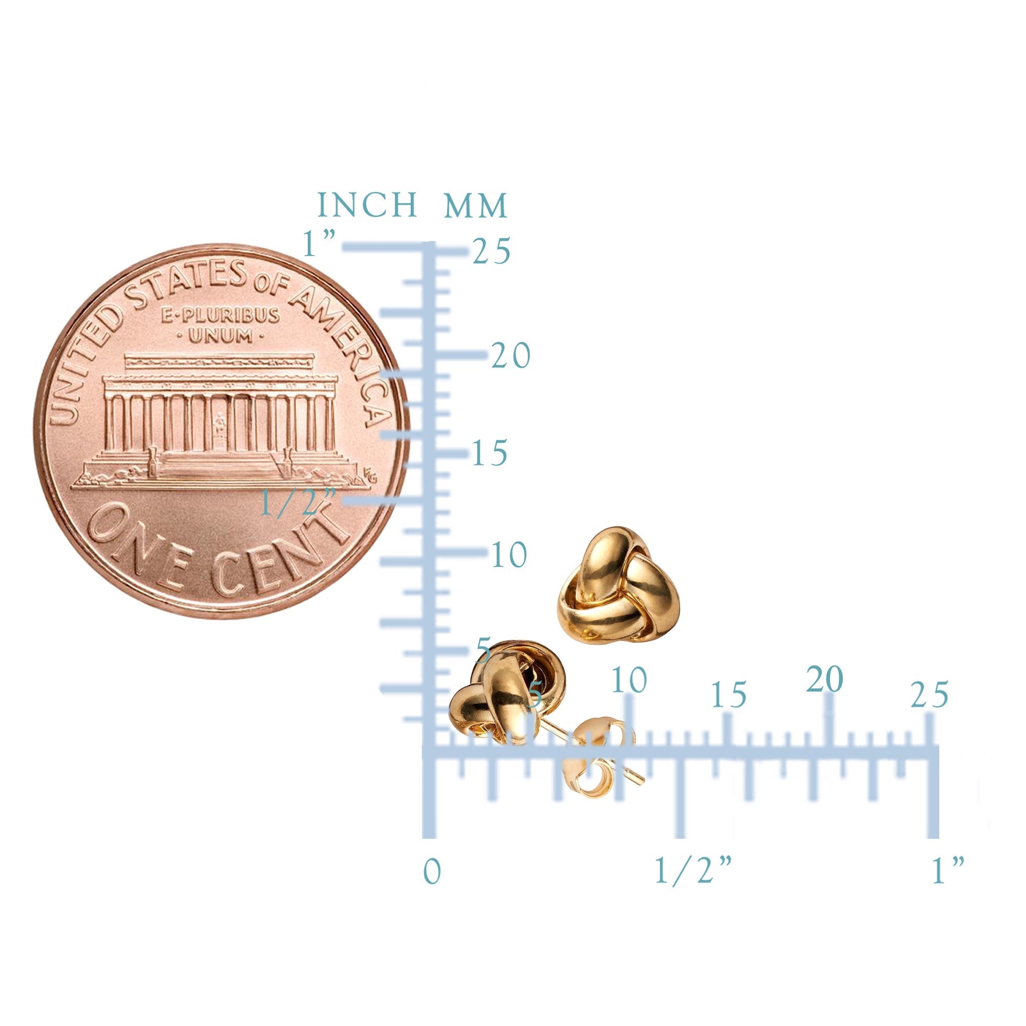 14k Gold Love Knot Stud Earrings, 6mm