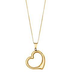 14k Gold Open Heart Pendant Necklace, 18"