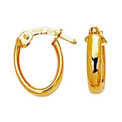 14k Gold Oval Hoop Earrings, Diameter 12mm