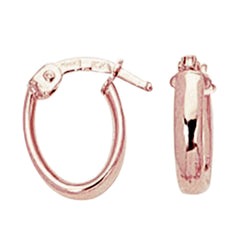 14k Gold Oval Hoop Earrings, Diameter 12mm