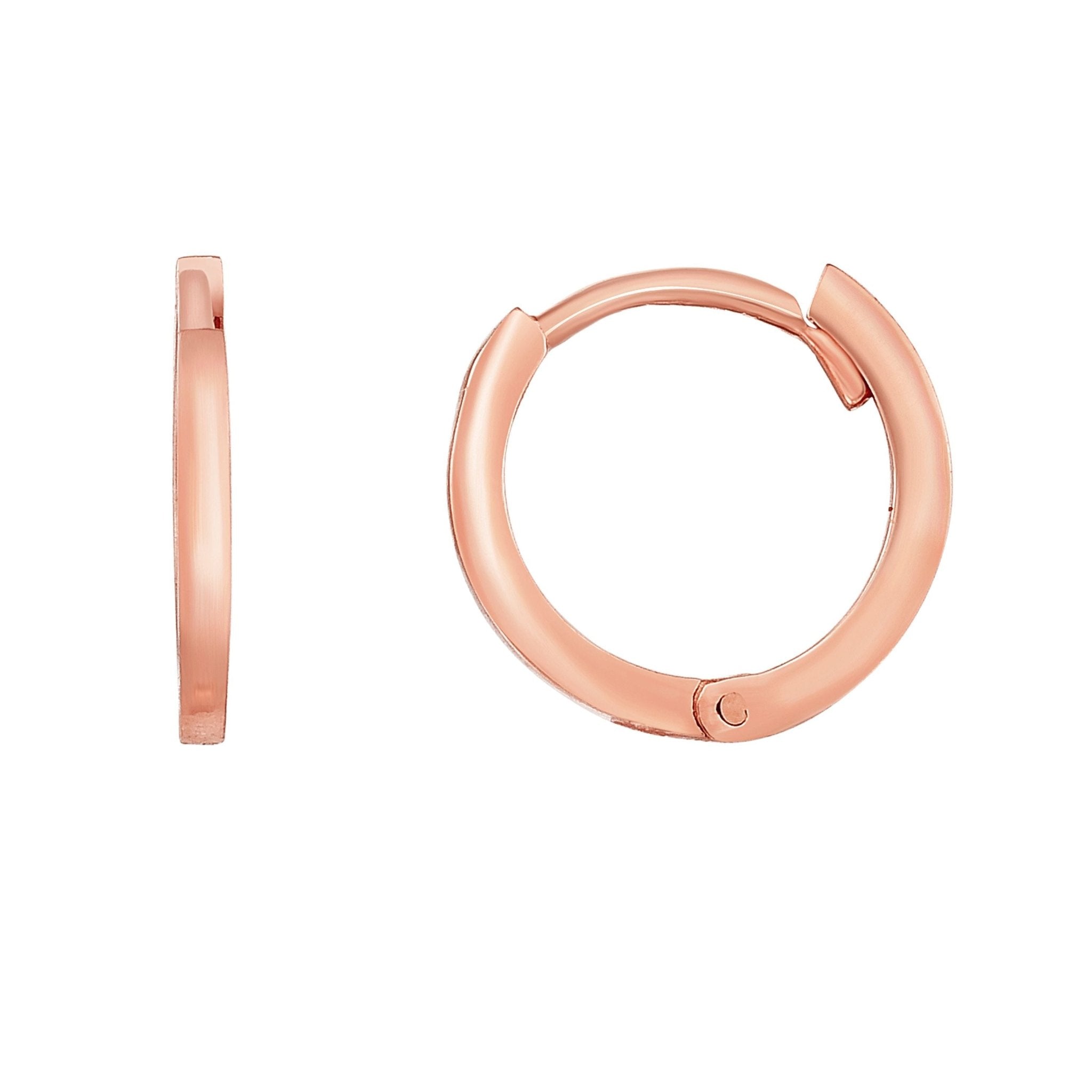 14K Gold Round Hoop Earrings, 12mm - JewelryAffairs