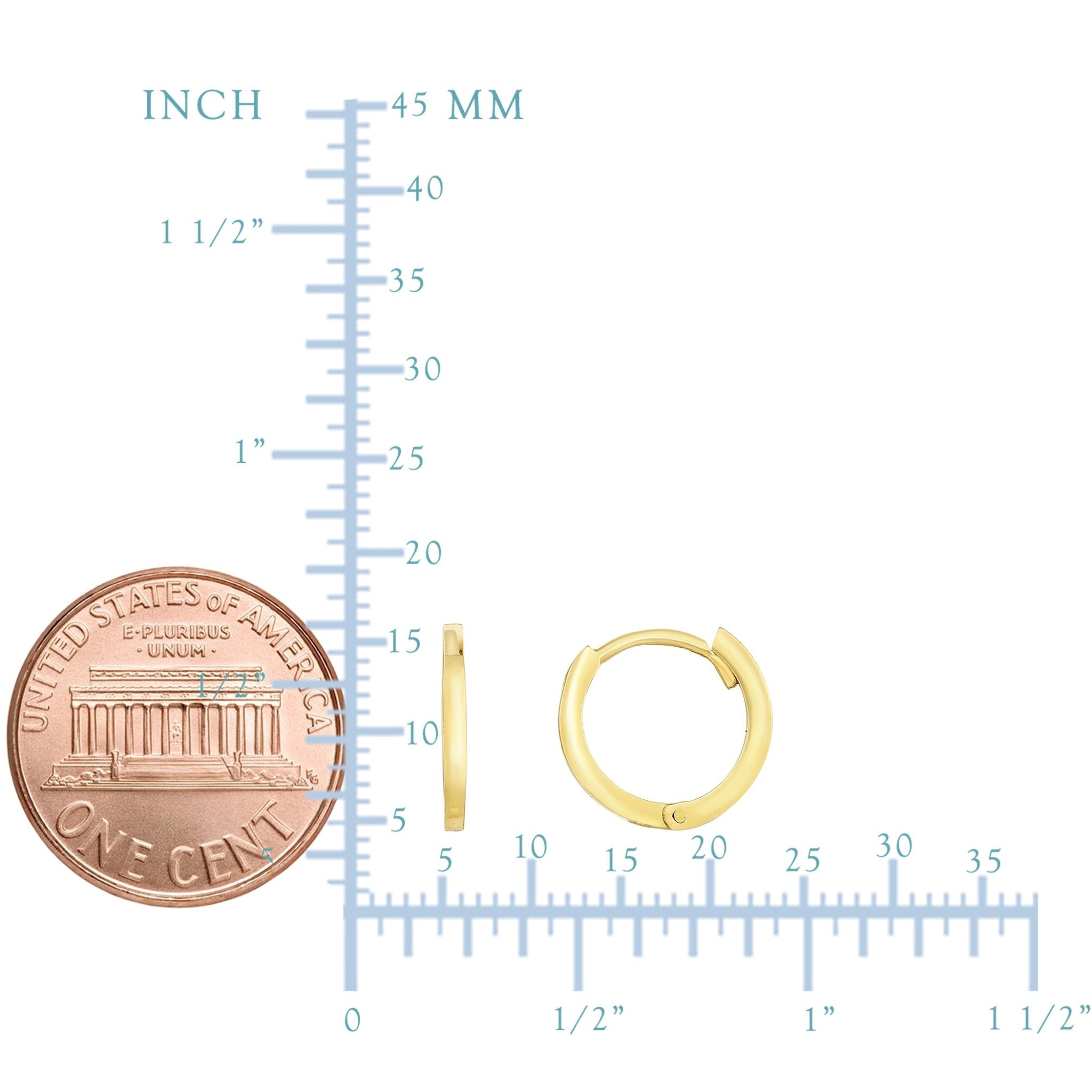 14K Gold Round Hoop Earrings, 12mm - JewelryAffairs