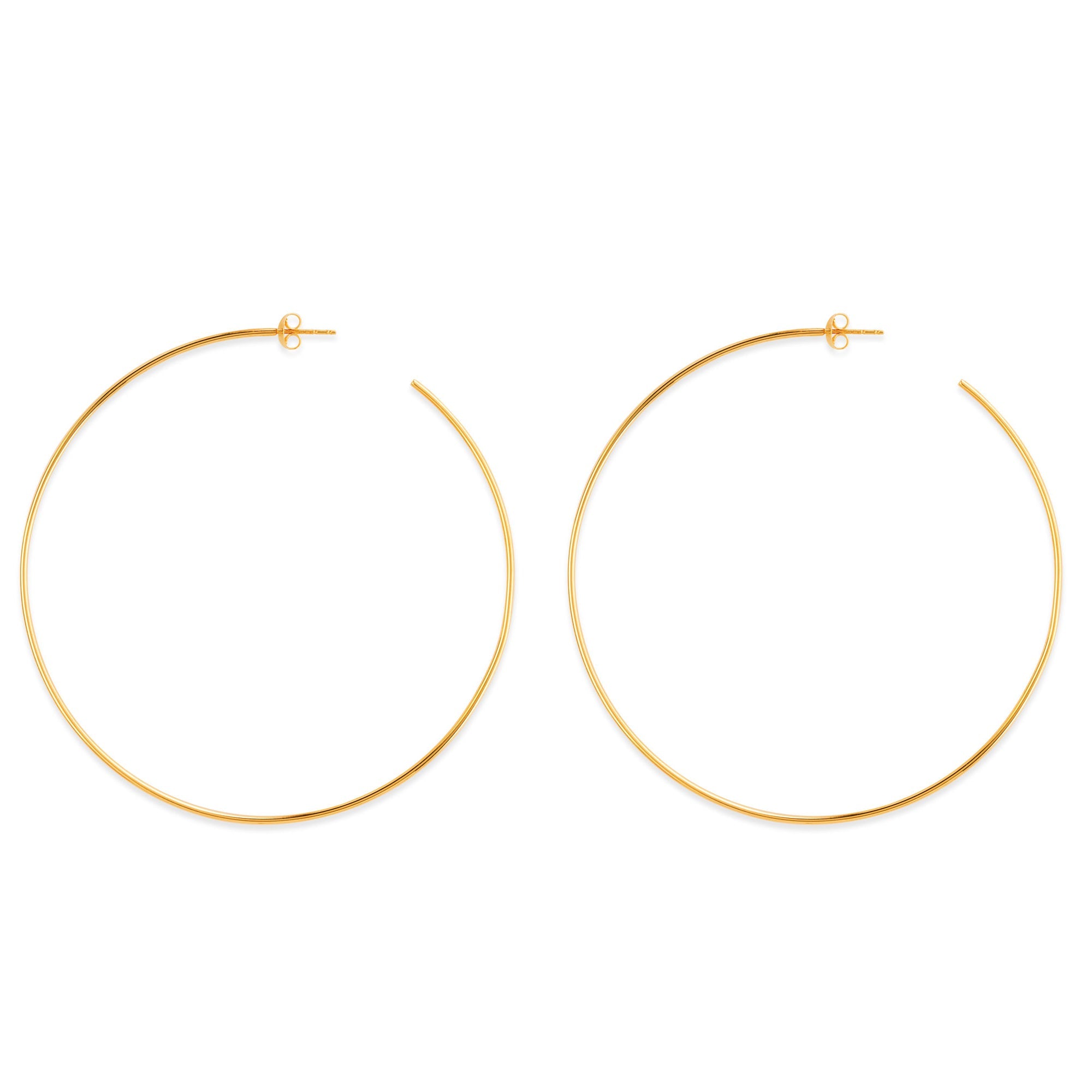 14k Gold Round Large Hoop Earrings, Diameter 75 mm