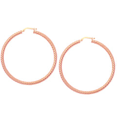 14k Gold Round Twisted Hoop Earrings, Diameter 50 mm