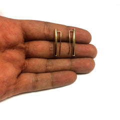 14k Gold Shinny Round Tube Curved Climber Earrings