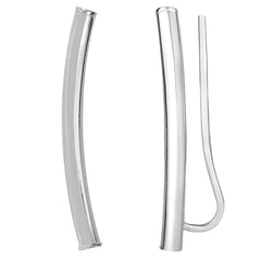 14k Gold Shinny Round Tube Curved Climber Earrings