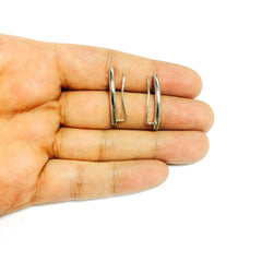14k Gold Shinny Round Tube Curved Climber Earrings