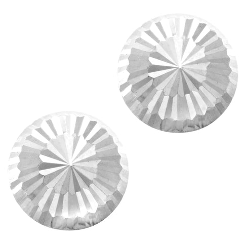 14k Gold Shiny Diamond Cut Round Stud Earrings, 10mm