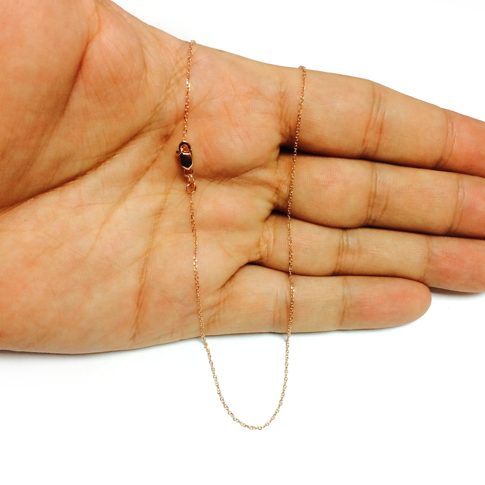 14k Rose Gold Cable Link Chain Necklace, 0.8mm - JewelryAffairs
