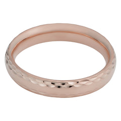 14k Rose Gold Diamond Cut 4mm Wide Hollow Wedding Band Ring