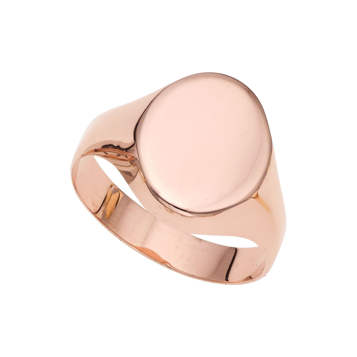 14k Rose Gold Oval Disc Signet Womens Ring, 7 - JewelryAffairs