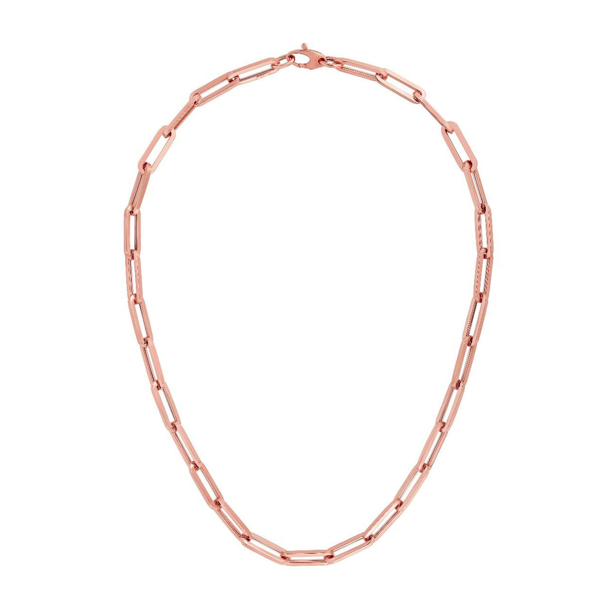 14k Rose Gold Paperclip Chain Necklace, 6mm