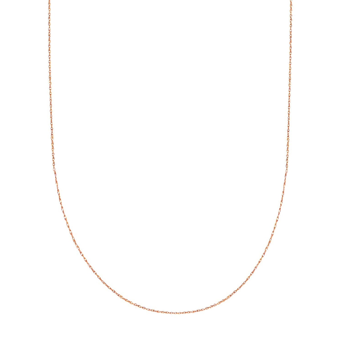 14k Rose Gold Rope Chain Necklace, 0.5mm, 18"