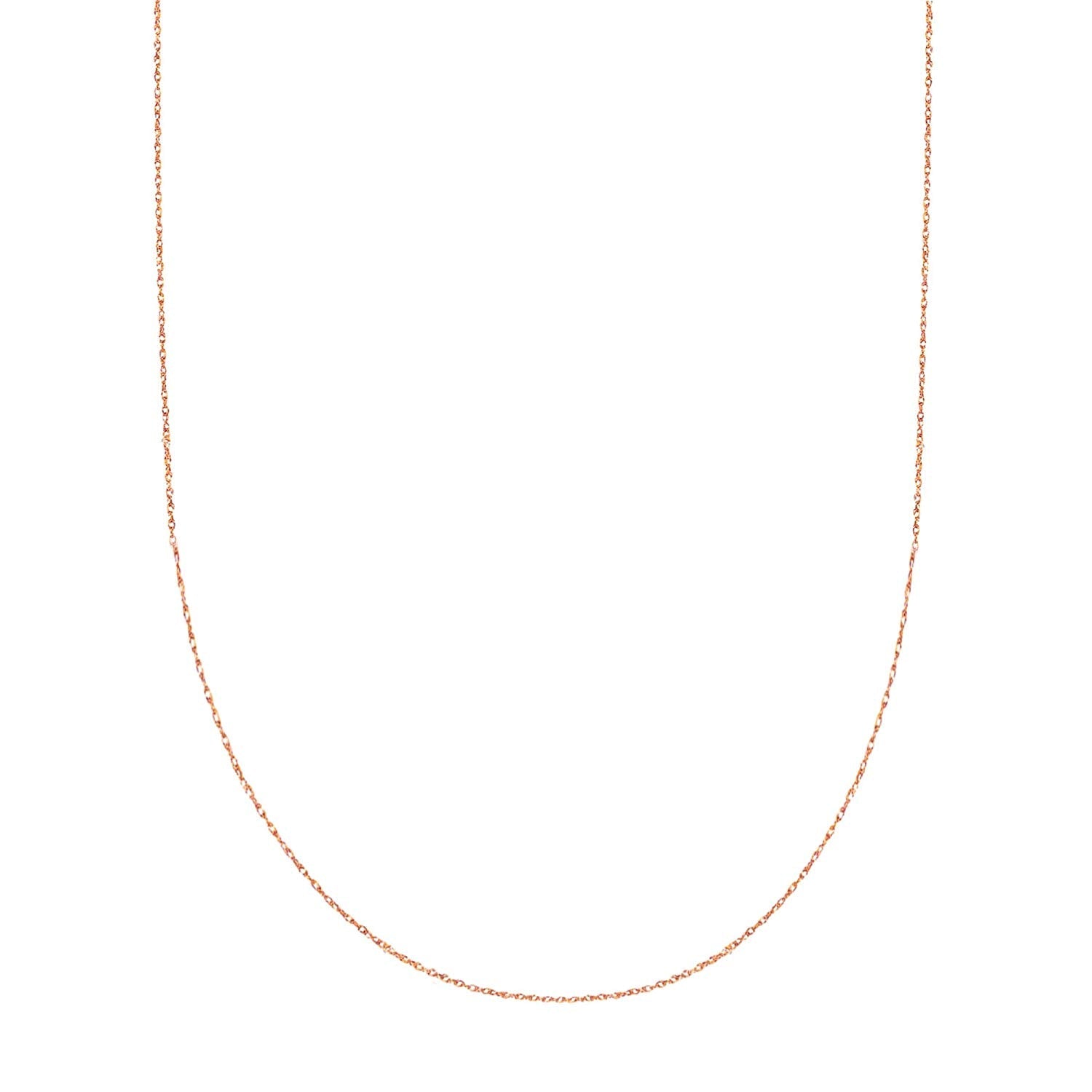 14k Rose Gold Rope Chain Necklace, 0.7mm, 18" - JewelryAffairs