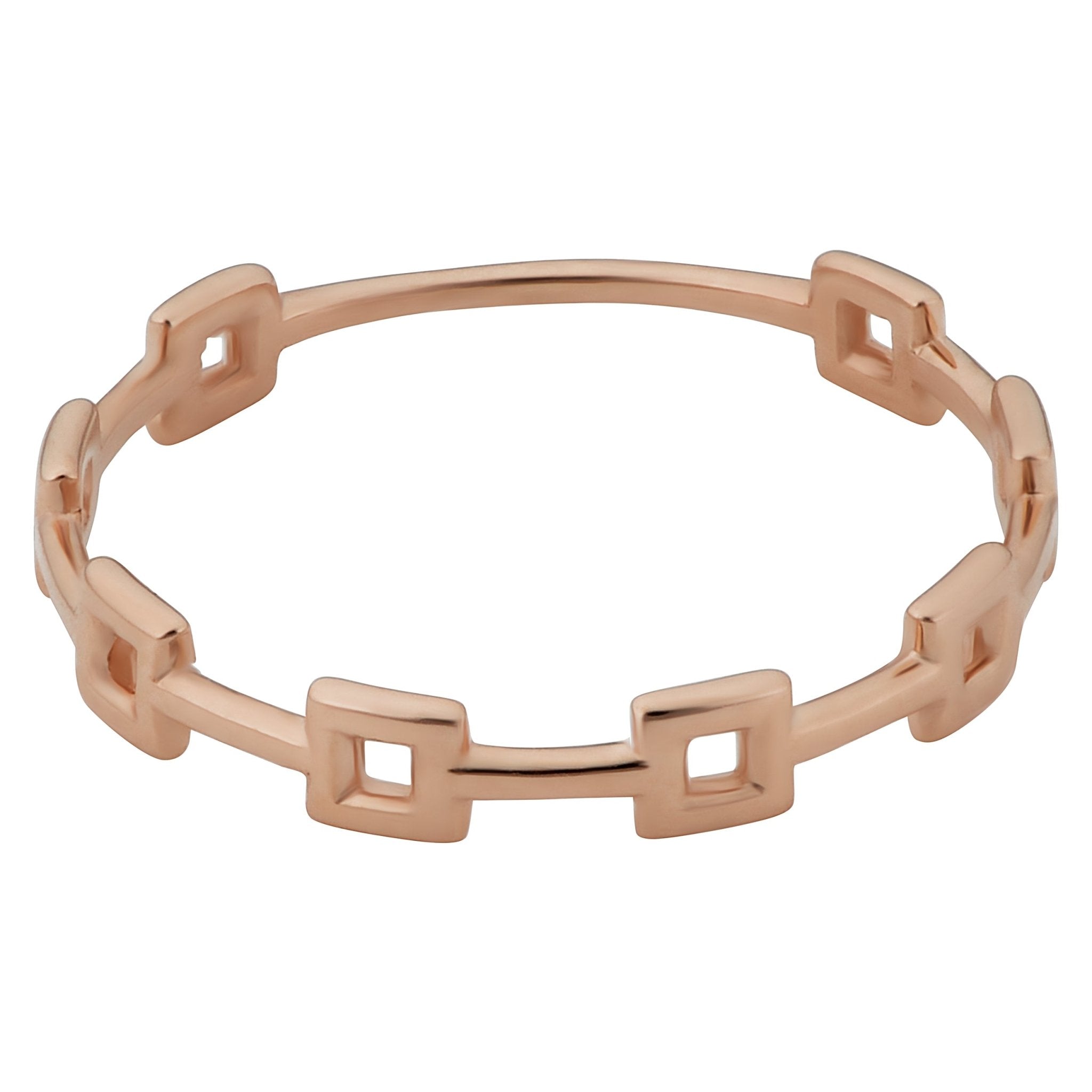 14k Rose Gold Square Station Ring - JewelryAffairs