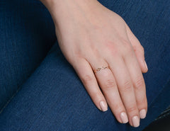 14k Rose Gold Square Station Ring - JewelryAffairs