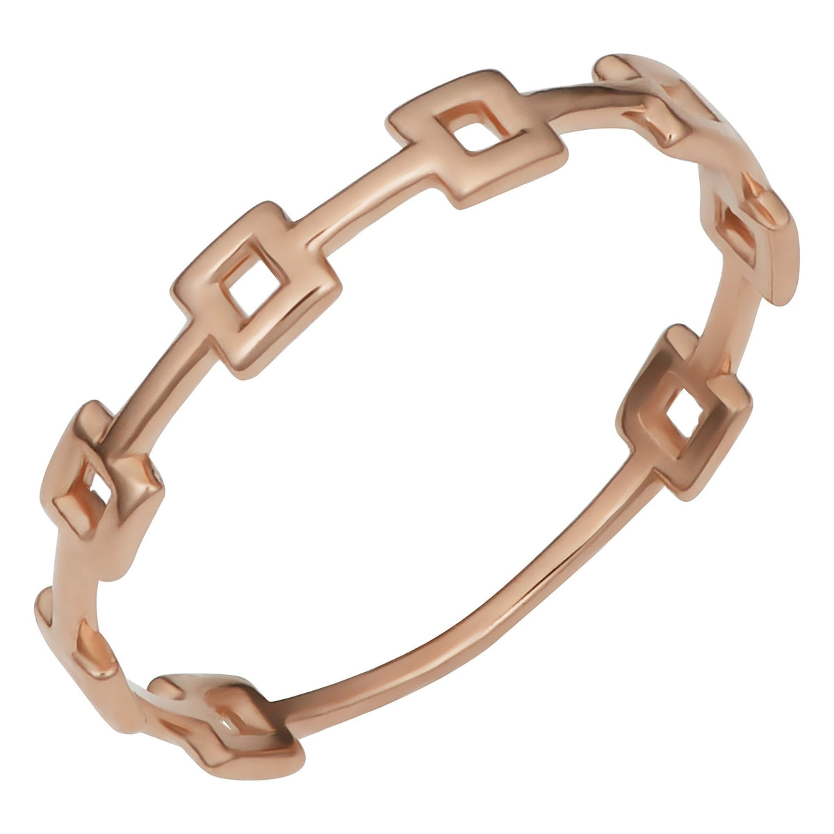 14k Rose Gold Square Station Ring - JewelryAffairs