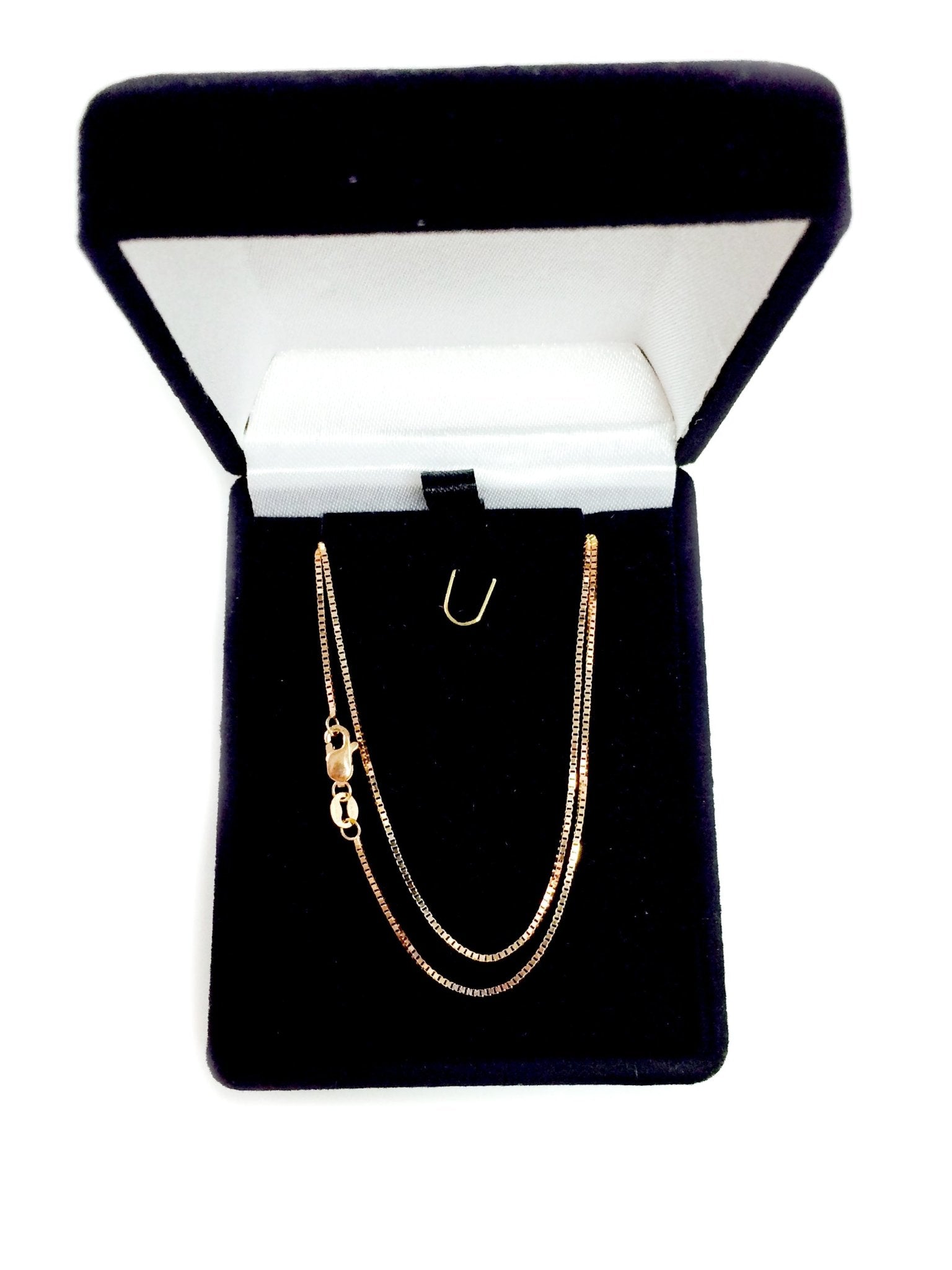 14k Rose Solid Gold Mirror Box Chain Necklace, 0.8mm - JewelryAffairs