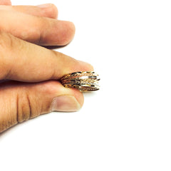 14k Tricolor Gold Seven Days 7 Blessings Stack Ring, 6.7mm - JewelryAffairs