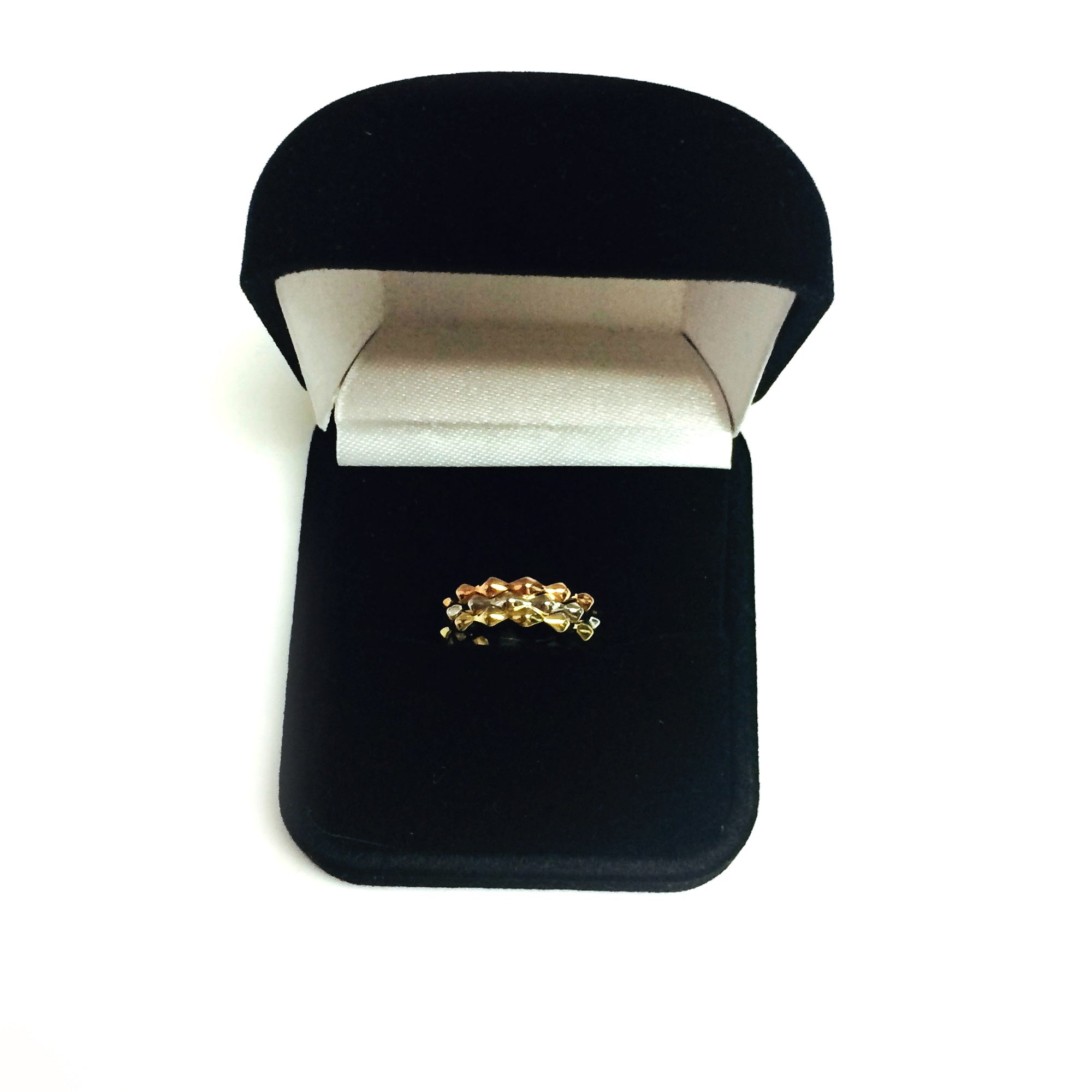 14k Tricolor Gold Triple Band Stackable Style Ring - JewelryAffairs