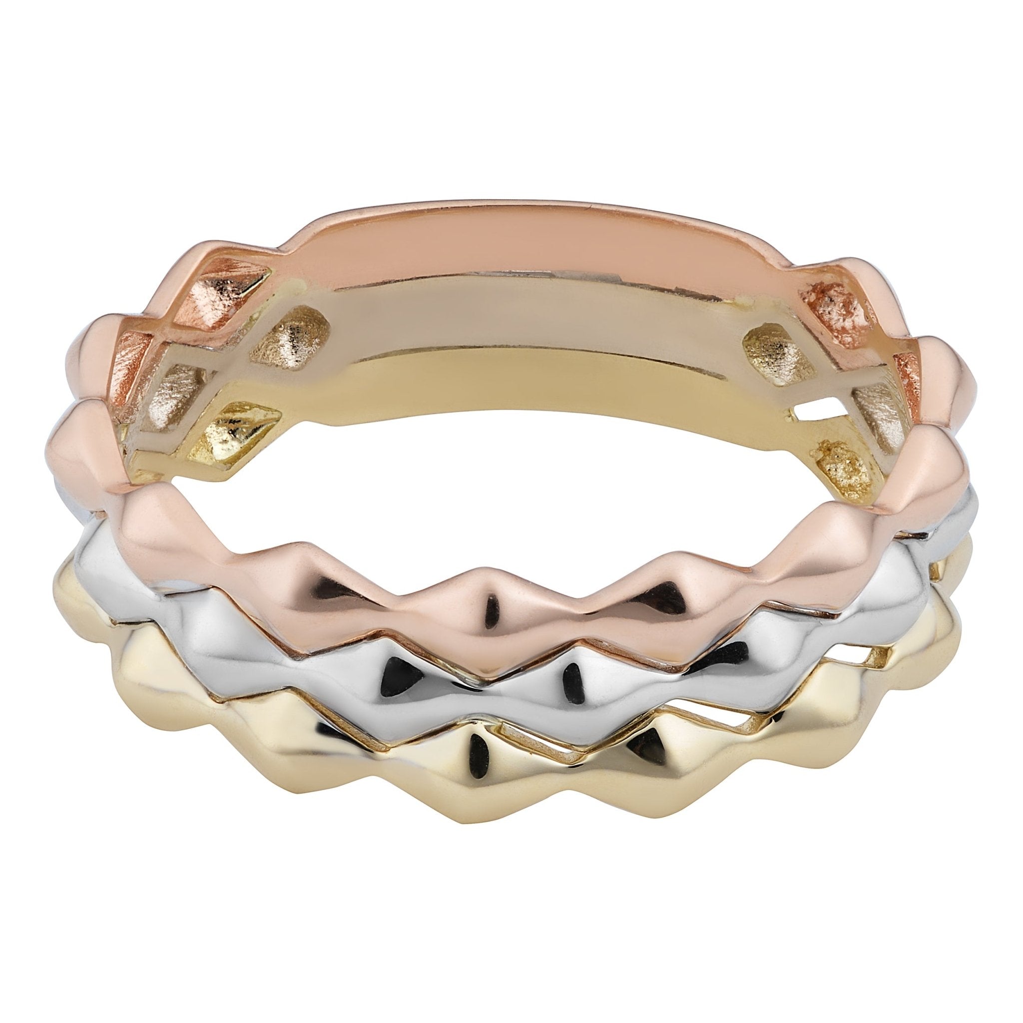 Tri Gold Stack Rings 14k Tricolor Gold Triple Band Stackable Style Ring – 6-S4Y116UD ...