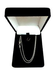 14k White Diamond Cut Gold Cable Link Chain Necklace, 1.1mm