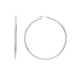 14k White Gold 1.5mm Shiny Round Tube Hoop Earrings