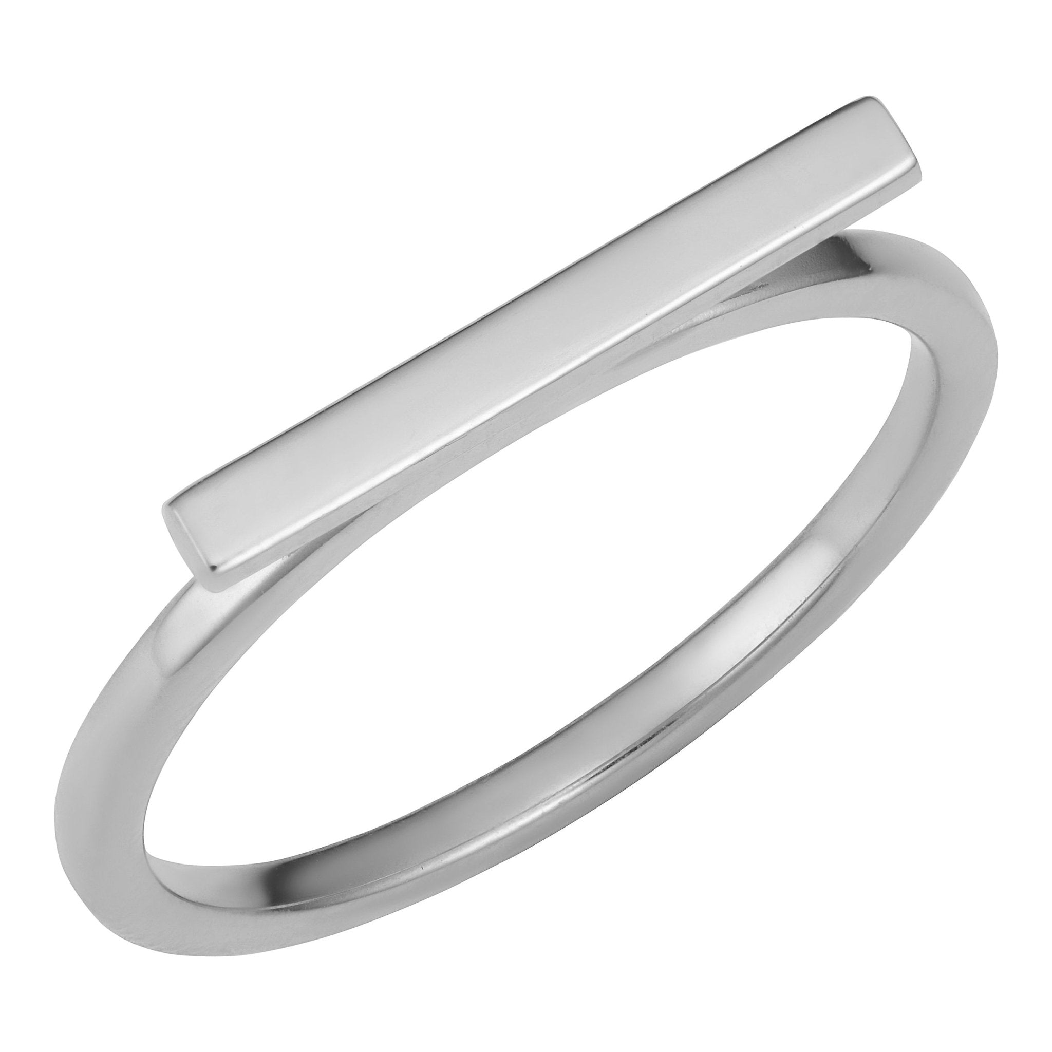 14k White Gold 2mm Horizontal Bar Ring - JewelryAffairs