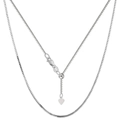 14k White Gold Adjustable Box Link Chain Necklace, 0.85mm, 22"