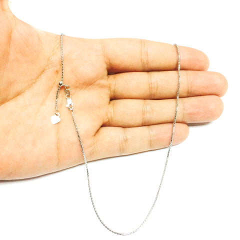 14k White Gold Adjustable Popcorn Link Chain Necklace, 1.3mm, 22"