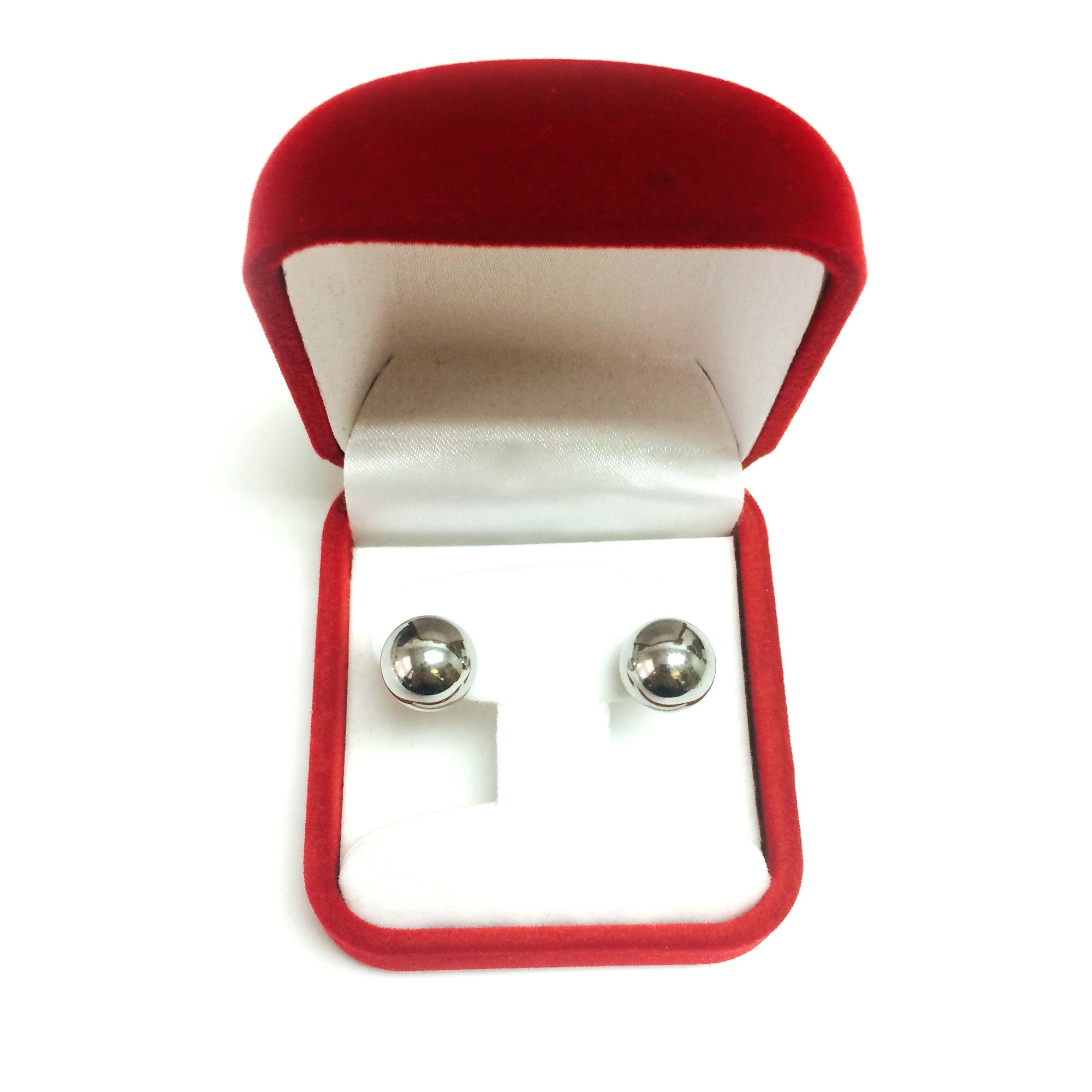 14K White Gold Ball Stud Earrings - JewelryAffairs