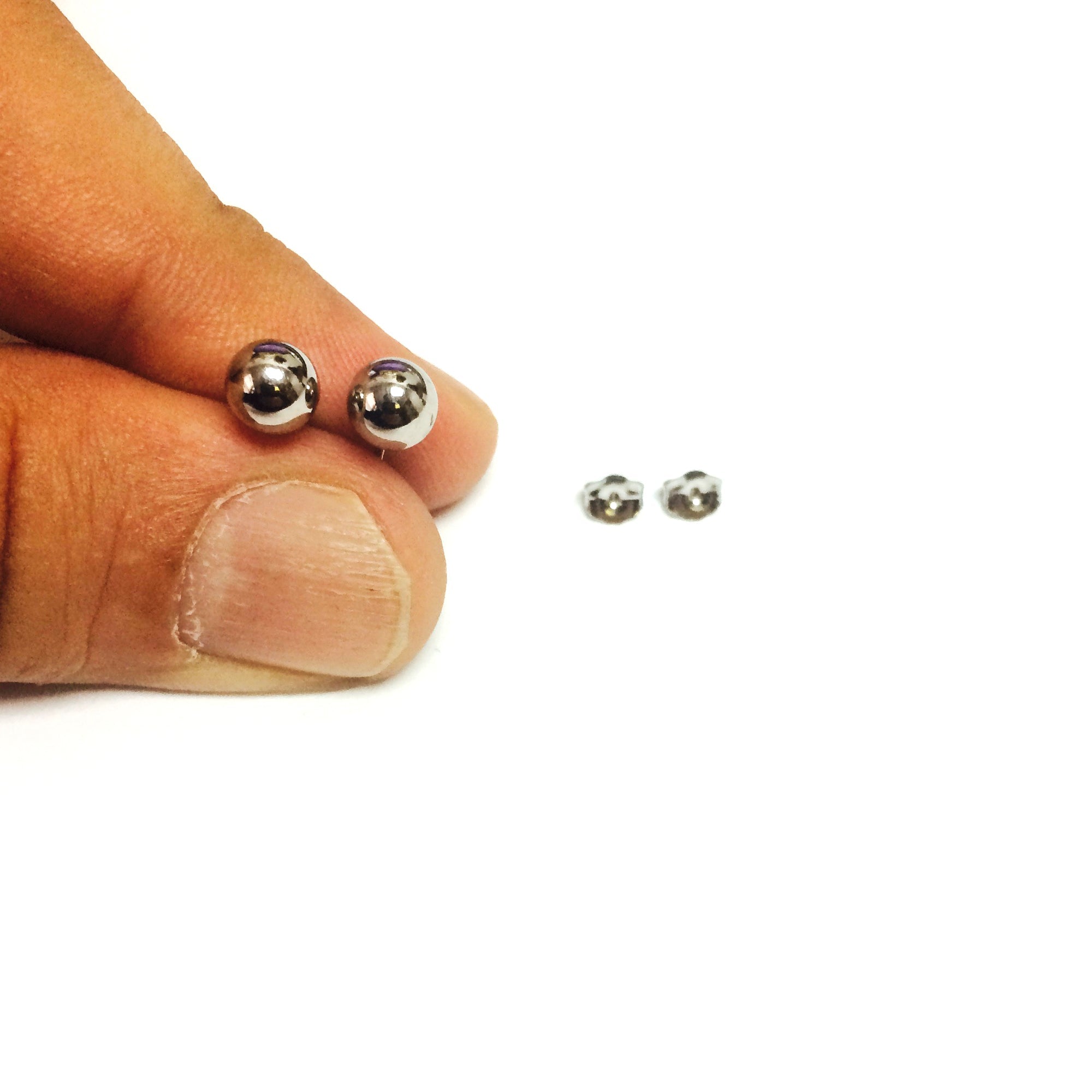 14K White Gold Ball Stud Earrings - JewelryAffairs