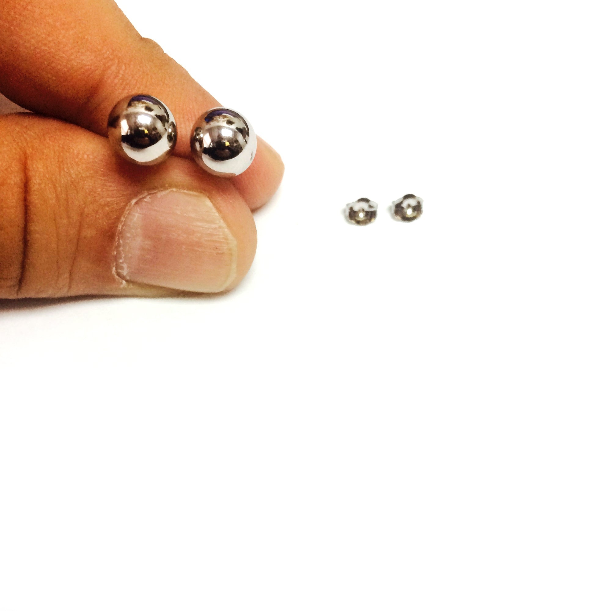 14K White Gold Ball Stud Earrings - JewelryAffairs