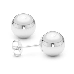 14K White Gold Ball Stud Earrings - JewelryAffairs