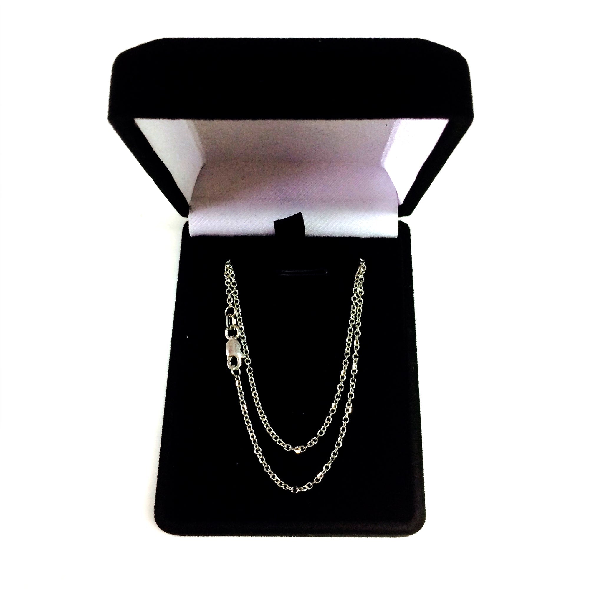 14k White Gold Cable Link Chain Necklace, 1.4mm - JewelryAffairs