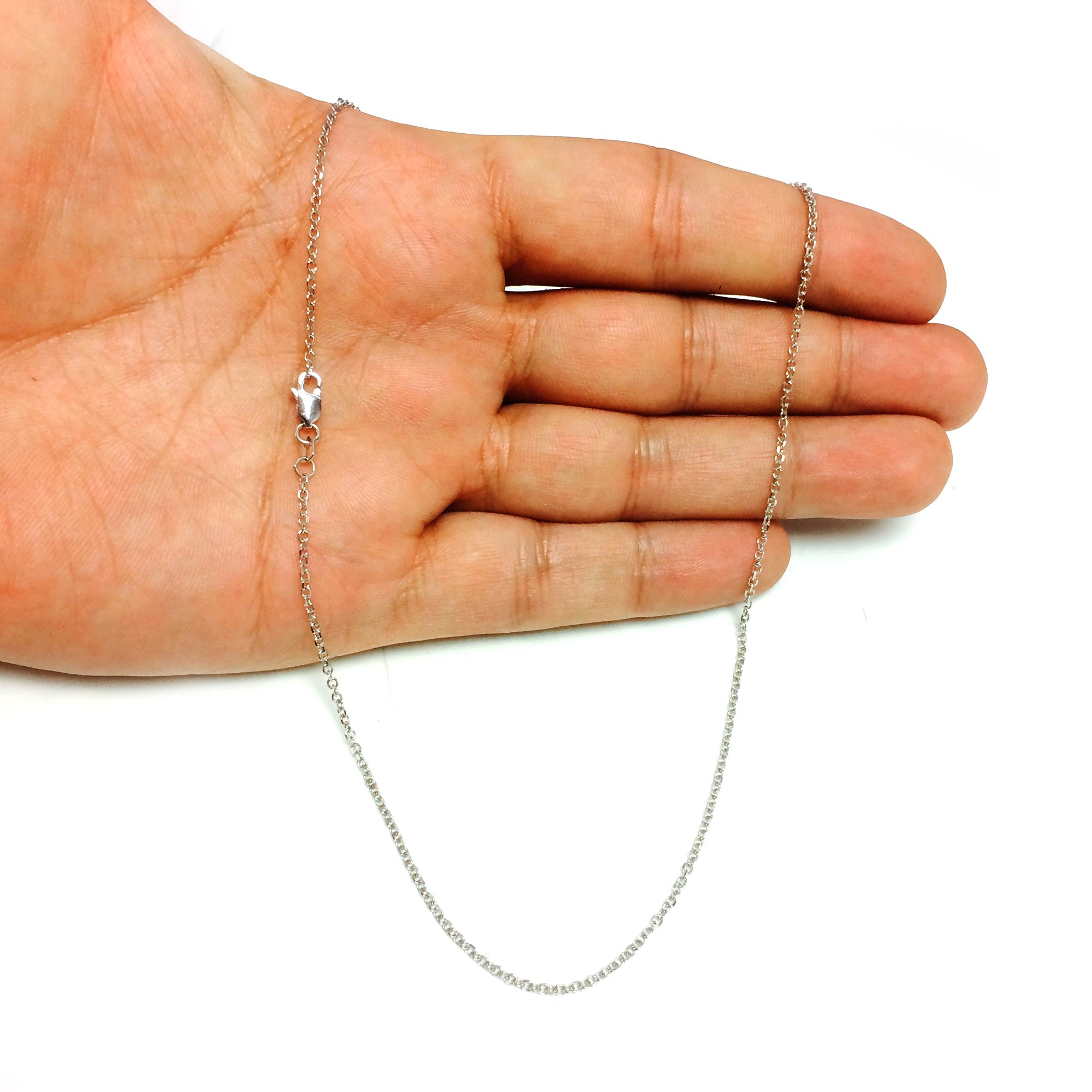 14k White Gold Cable Link Chain Necklace, 1.4mm - JewelryAffairs