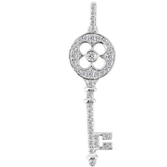 14K White Gold Diamond Clover Key Pendant (0.29ctw - FG Color - SI2 Clarity)
