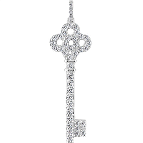 14K White Gold Diamond Crown Key Pendant (0.36ctw - FG Color - SI2 Clarity)