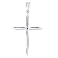 14k White Gold Fancy Cross Pendant 23 x 40 mm