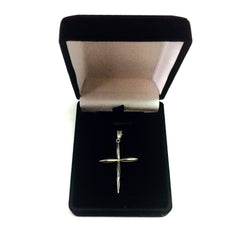 14k White Gold Fancy Cross Pendant 23 x 40 mm