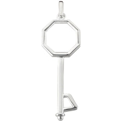 14K White Gold Fancy Octagon Key Pendant