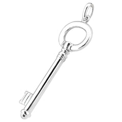 14K White Gold Fancy Oval Key Pendant