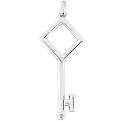 14K White Gold Fancy Polygon Key Pendant
