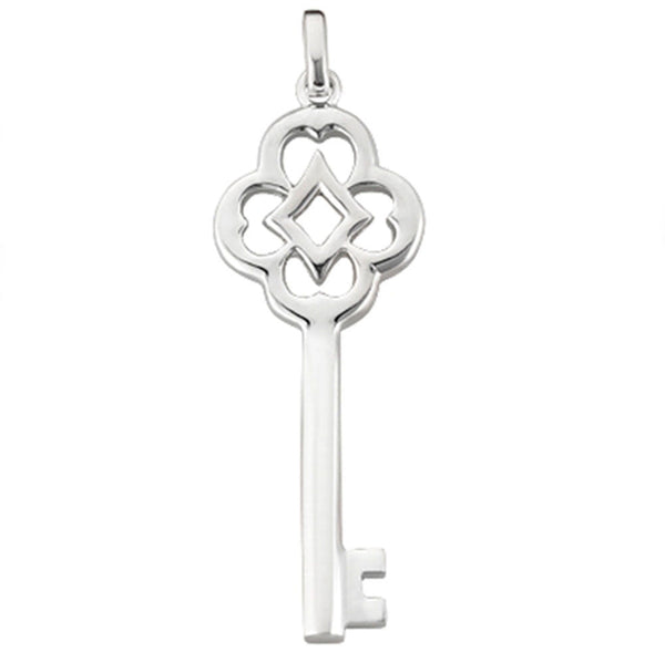 14K  White Gold Fancy Vintage Key Pendant