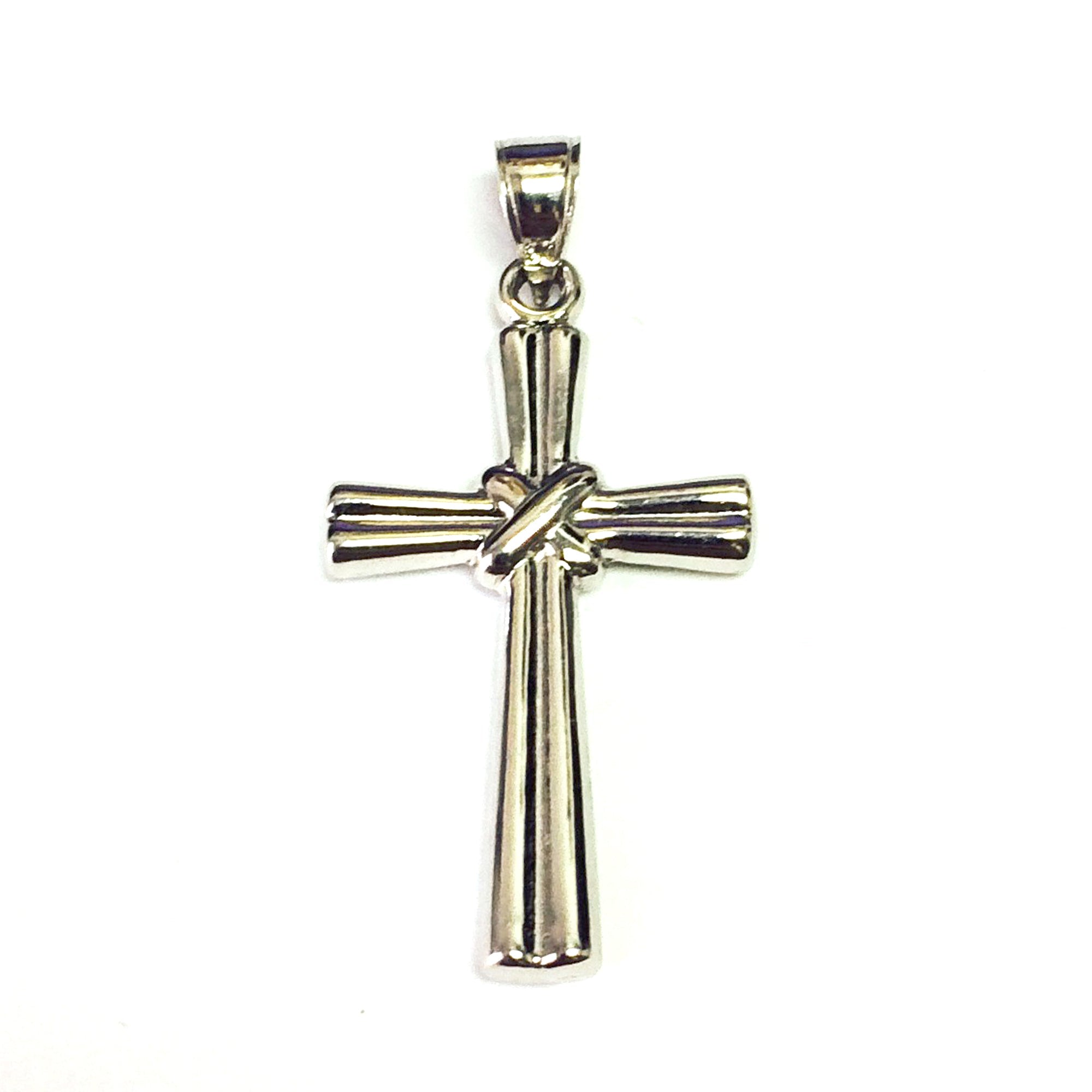 14k White Gold Polished Cross Pendant - JewelryAffairs