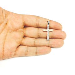 14k White Gold Polished Cross Pendant - JewelryAffairs