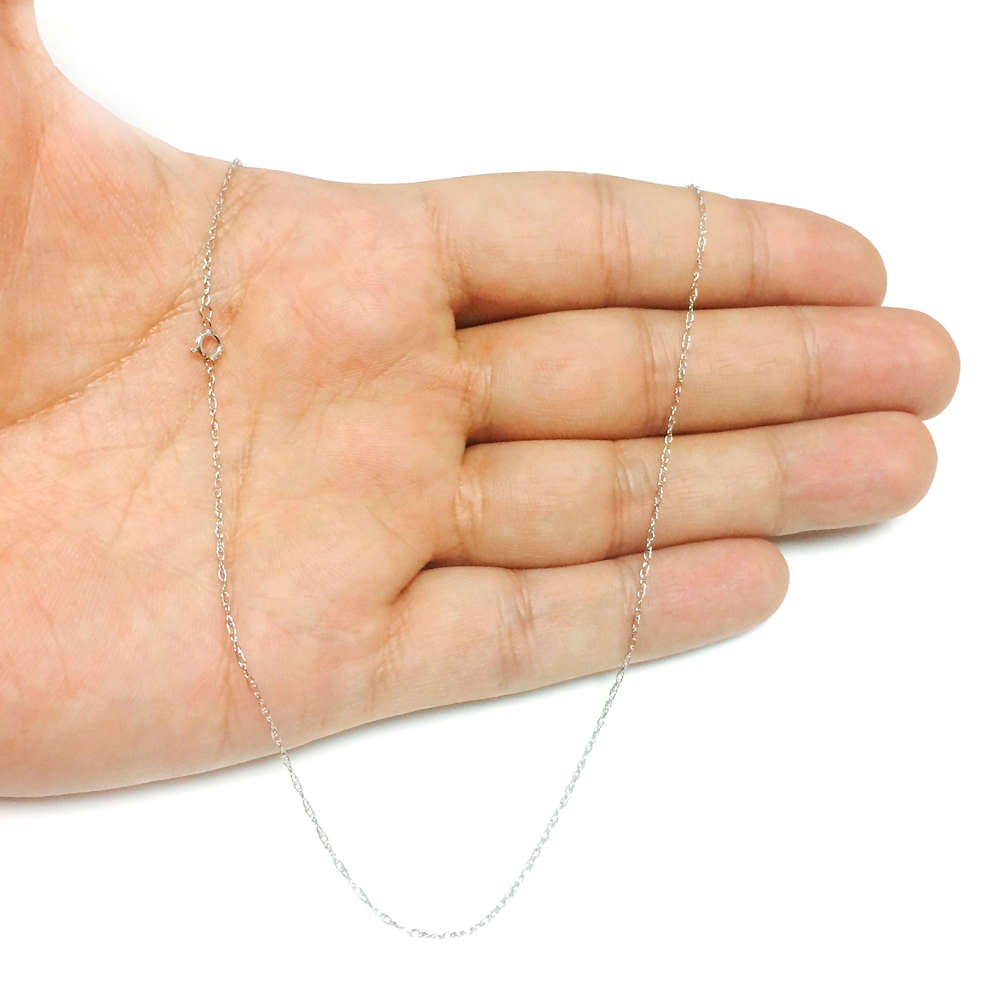 14k White Gold Rope Chain Necklace, 0.7mm - JewelryAffairs