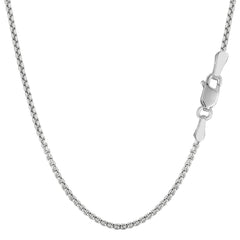 14k White Gold Round Box Chain Necklace, 1.4mm - JewelryAffairs