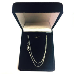 14k White Gold Round Cable Link Chain Necklace, 0.9mm